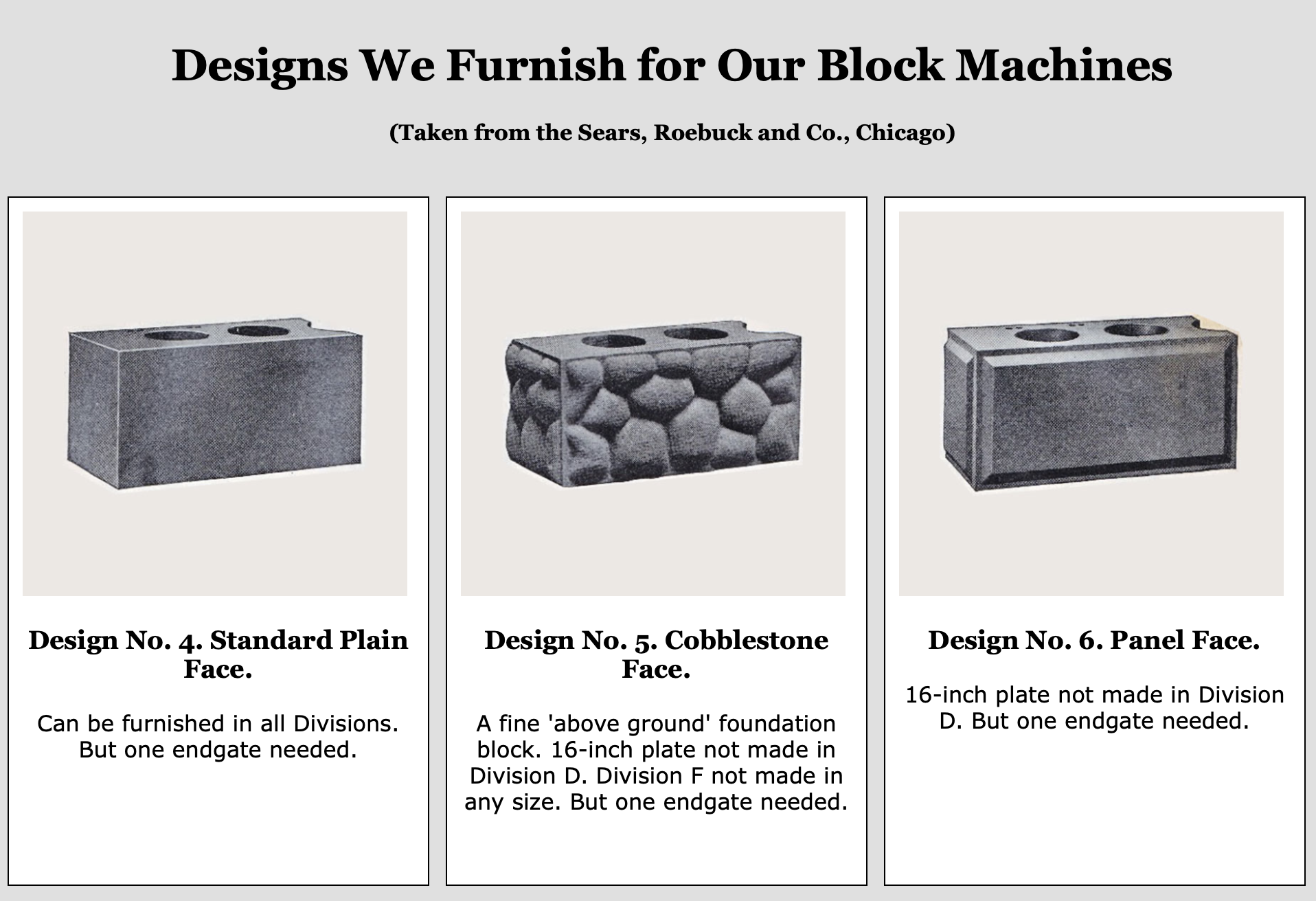 block designs displyed in a homepage